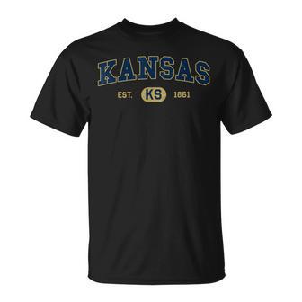 カンザス州 クラシックカレッジバーシティスタイル。心地よいカンザス。 Tシャツ - Kawaiitshirt