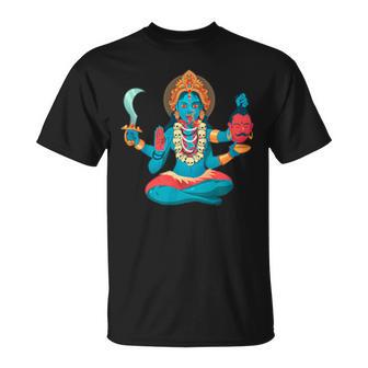 カーリー-ヒンドゥー教の神神のグラフィックバックプリント Tシャツ - Kawaiitshirt
