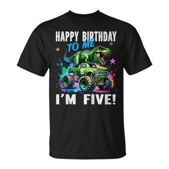 キッズ ハッピーモンスタートラックがテーマの5歳の誕生日 5歳 男の子 5歳 Tシャツ - Kawaiitshirt