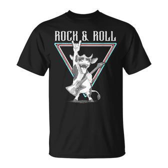 ギター付きロックンロール牛 Tシャツ - Kawaiitshirt