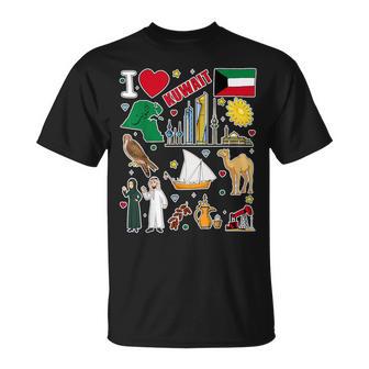 クウェート 手描きのシンボル クウェート地図 文化的アイコン Tシャツ - Kawaiitshirt