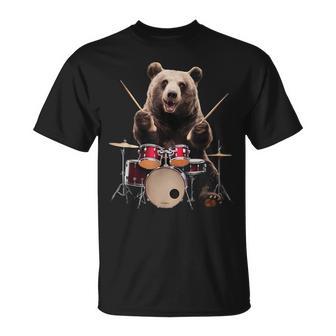 クマの演奏 ドラム リアル Tシャツ - Kawaiitshirt