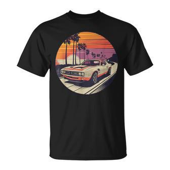 クラシック マッスルカー レトロ ビンテージ スタイル ビーチ サンセット Tシャツ - Kawaiitshirt