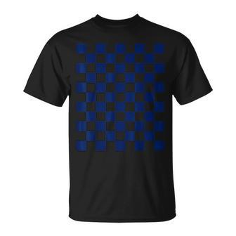 クールネイビーブルー、市松模様、市松 Tシャツ - Kawaiitshirt