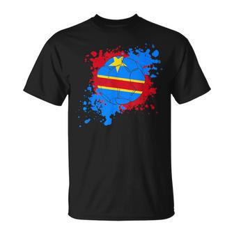コンゴ民主共和国の国旗付きサッカーボール Tシャツ - Kawaiitshirt