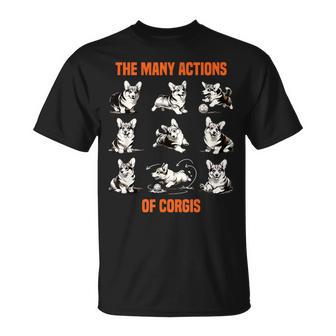 コーギーのアクションが多い 面白い かわいい ペット オーナー 犬好き Tシャツ - Kawaiitshirt