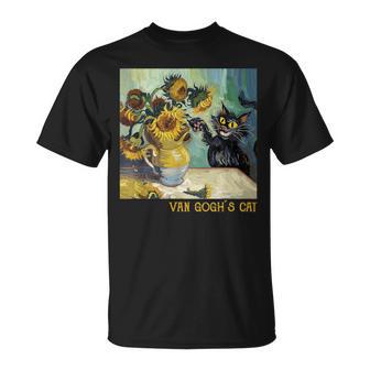 ゴッホ ひまわりの黒猫 絵画アート Tシャツ - Kawaiitshirt