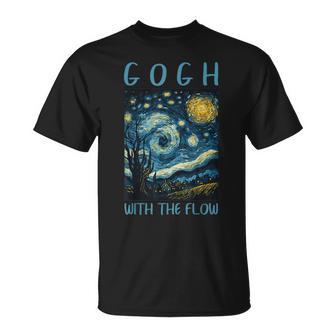 ゴッホ ゴッホ 流れる星月夜 美術史 駄洒落ユーモア Tシャツ - Kawaiitshirt