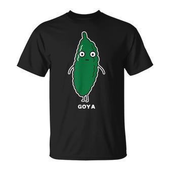 ゴーヤ ゴーヤー 顔 イラスト かわいい おもしろ 面白い 簡単 シンプル ゆるい 野菜 Tシャツ - Kawaiitshirt