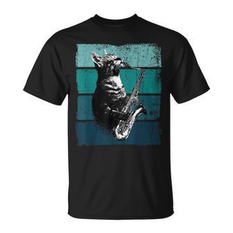 サックスを奏でる猫 ヴィンテージ 猫 ジャズ サックス 音楽 サックス Tシャツ - Kawaiitshirt
