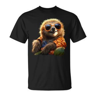 サングラスをかけたナマケモノかわいいナマケモノ Tシャツ - Kawaiitshirt