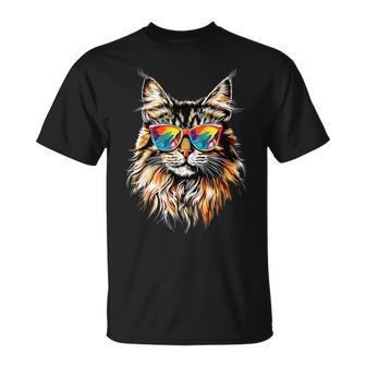 サングラスをかけたメインクーン猫 かわいいメインクーン猫 Tシャツ - Kawaiitshirt