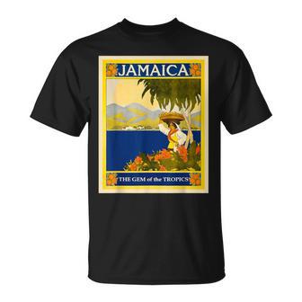 ジャマイカ熱帯地方の宝石レトロなヴィンテージ旅行ポスター Tシャツ - Kawaiitshirt