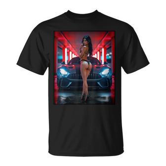 セクシーガールグラフィックtシャツ セクシービキニモデル&エキゾチックカー Tシャツ - Kawaiitshirt