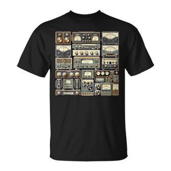 セットアップ ヴィンテージ オーディオ Hifi サウンドシステム ミックスメディア コラージュ Tシャツ - Kawaiitshirt