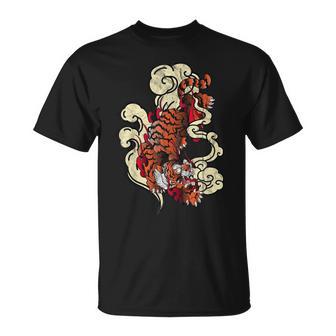 タトゥースタイル 伝統的な日本の虎 中国新年 Tシャツ - Kawaiitshirt