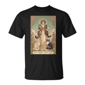 タロット メインクーンレディ アールヌーボー 猫好き Tシャツ - Kawaiitshirt