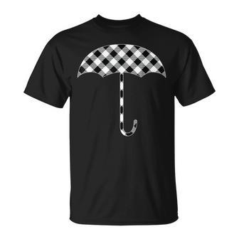 チェック柄 ブラック&ホワイト バッファロー格子柄 傘 天気 Tシャツ - Kawaiitshirt