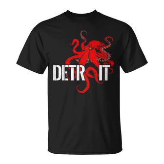 デトロイト ダウンタウン モーターシティ タコ クラーケン お土産 ホッケー Tシャツ - Kawaiitshirt