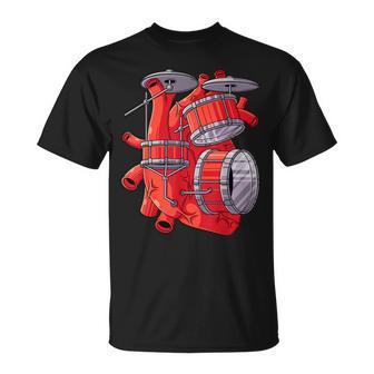 ドラマー ハート パーカッショニスト ドラム ミュージック バンド パーカッション Tシャツ - Kawaiitshirt