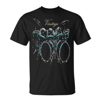 ドラムビンテージドラマードラムセットデザイン Tシャツ - Kawaiitshirt