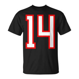 ナンバー 14 スポーツ ホワイト レッド ナンバー 14 Tシャツ - Kawaiitshirt