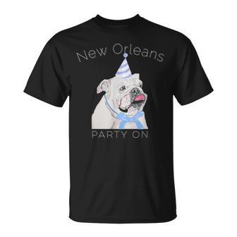 ニューオーリンズ 面白い犬の着用パーティーハット付き Tシャツ - Kawaiitshirt