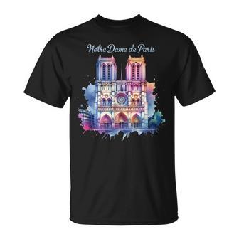 ノートルダム大聖堂 水彩画 Tシャツ - Kawaiitshirt