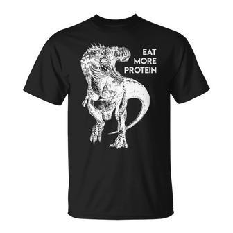 ハングリー・ダイナソー 肉食 肉食恐竜 Tレックスもっとタンパク質を食べる 高タンパク食 フィットネス 長袖tシャツ Tシャツ - Kawaiitshirt