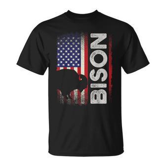 ハンティング アメリカンバイソン クリエイティブ ユーズド加工 アメリカ国旗 ハンター Tシャツ - Kawaiitshirt