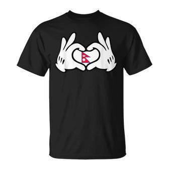 ハートを形作る漫画の手 ネパール国旗 Tシャツ - Kawaiitshirt