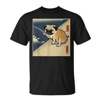パグ 犬 面白いtシャツ イヌ 釣り メンズ おもしろ 面白い 服 おもしろグッズ 文字tシャツ ネタ 海釣り 川釣り Tシャツ - Kawaiitshirt