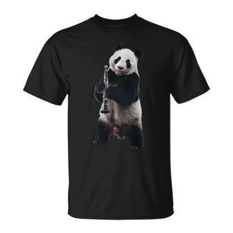 パンダ 演奏 クラリネット リアル 長袖tシャツ Tシャツ - Kawaiitshirt