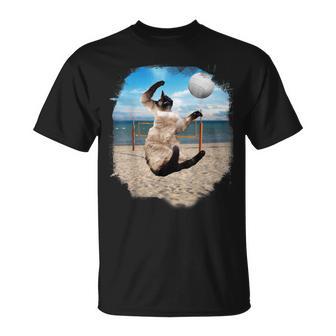ビーチバレーボールをするシャム猫 Tシャツ - Kawaiitshirt
