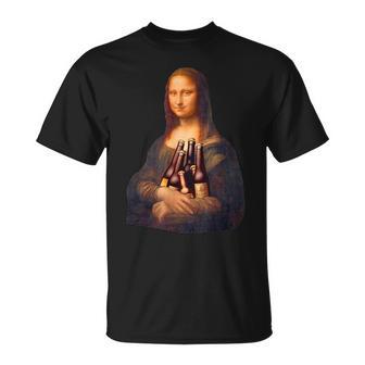 ビール 酒 面白いtシャツ モナリザ 飲み おもしろ 飲み会 のんべえ メンズ ネタ 服 美術 パーティー Tシャツ - Kawaiitshirt