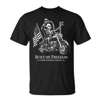 フリーダムモーターサイクルアートに基づいたジョージ・ワシントン大統領 Tシャツ - Kawaiitshirt