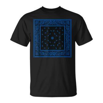 メンズ ブラックブルーバンダナプリントtシャツ ロイヤルブルーペイズリー柄 Tシャツ - Kawaiitshirt