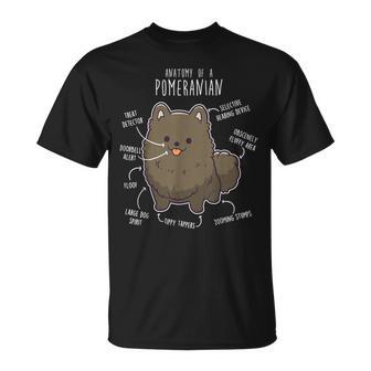 ブラックポメラニアン解剖学、面白くてかわいいペットポンポン、犬のお父さん。 Tシャツ - Kawaiitshirt