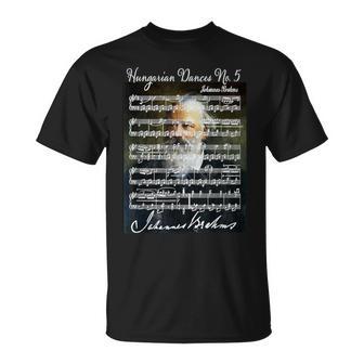 ブラームス愛好家 ハンガリー舞踊 ポートレート&シグネチャーミュージック Tシャツ - Kawaiitshirt