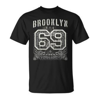 ブルックリン ニューヨーク バンダナスタイル アンティーク調tシャツ Tシャツ - Kawaiitshirt