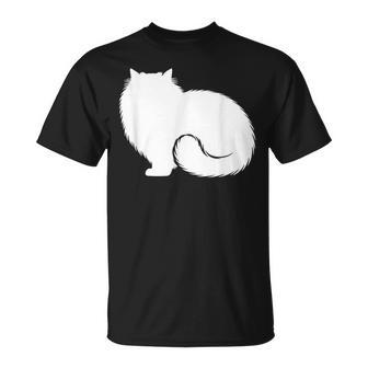 ペルシャ猫のふわふわした座り姿 Persian Cat Fluffyittingilhouette Tシャツ - Kawaiitshirt