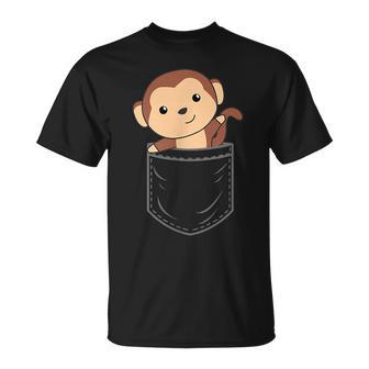 ポケットに入った猿 胸ポケットにかわいい猿 かわいい猿 Tシャツ - Kawaiitshirt