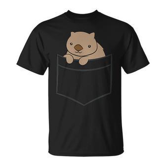 ポケットの赤ちゃんウォンバット かわいいオーストラリアのウォンバット Tシャツ - Kawaiitshirt