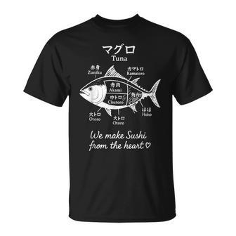 マグロ寿司切り図デザイン 日本料理グラフィック Tシャツ - Kawaiitshirt