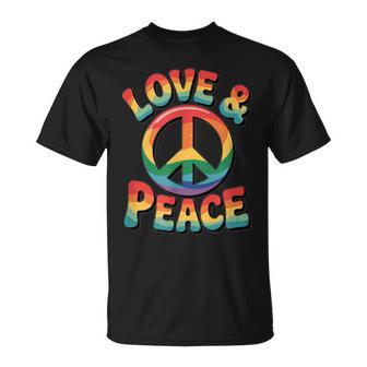 ラブピース 60年代 70年代 ヒッピー レインボー ラブピース Tシャツ - Kawaiitshirt