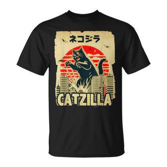 レトロキャットジラtシャツ 陽気な子猫と猫のビンテージポスター Tシャツ - Kawaiitshirt