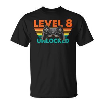 レベル 8 アンロック ゲーマー 誕生日 レトロ コントローラー Tシャツ - Kawaiitshirt
