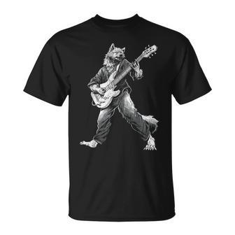 ロックンロールとギターのロッキングウルフ ヴィンテージ Rock Music Tシャツ - Kawaiitshirt