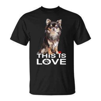 ロングヘア チワワ犬 This Is Love Brown チワワ 恋人 長袖tシャツ Tシャツ - Kawaiitshirt