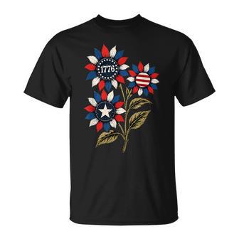 ヴィンテージ 1776 愛国心が強いひまわり アメリカ独立記念日 Tシャツ - Kawaiitshirt